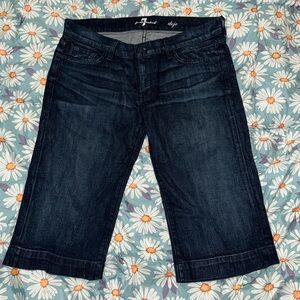 7 For All Mankind Womens 31 Crop Dojo Capri Jeans Wide Leg Medium Wash Blue
